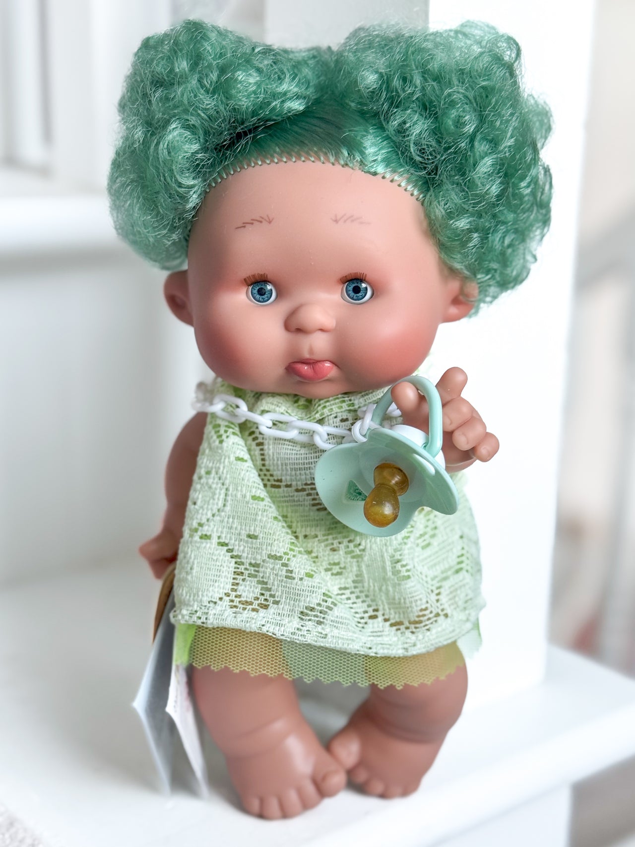 Yara - Authentic Pepotes Sleepy 10.2" Doll with Green Curly Hair