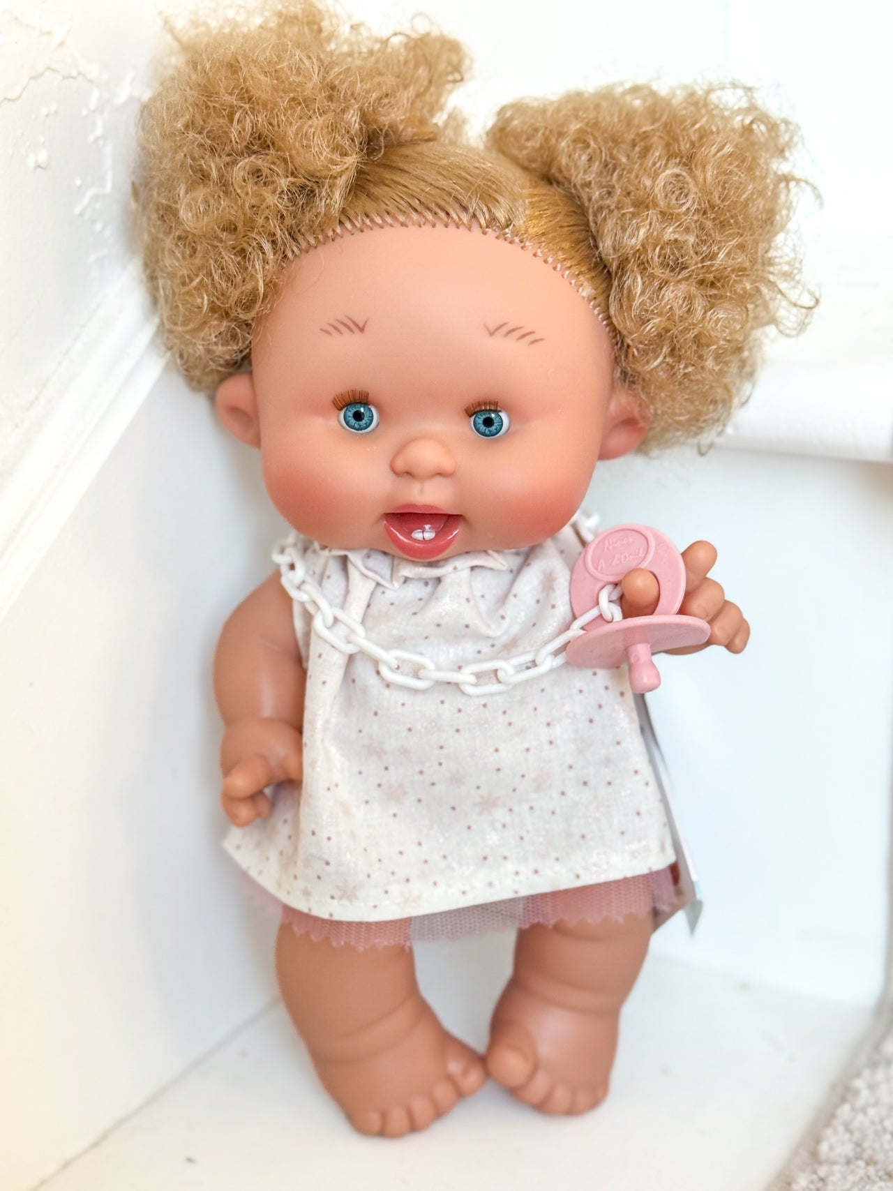 Sabrina - Pepotes 10.2" Girl Doll with Curly Blonde Hair + Sleepy Eyes