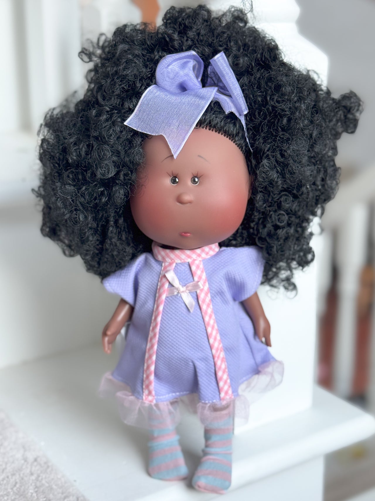 Mauve - Fully Dressed Mia Doll with Curly Black Hair