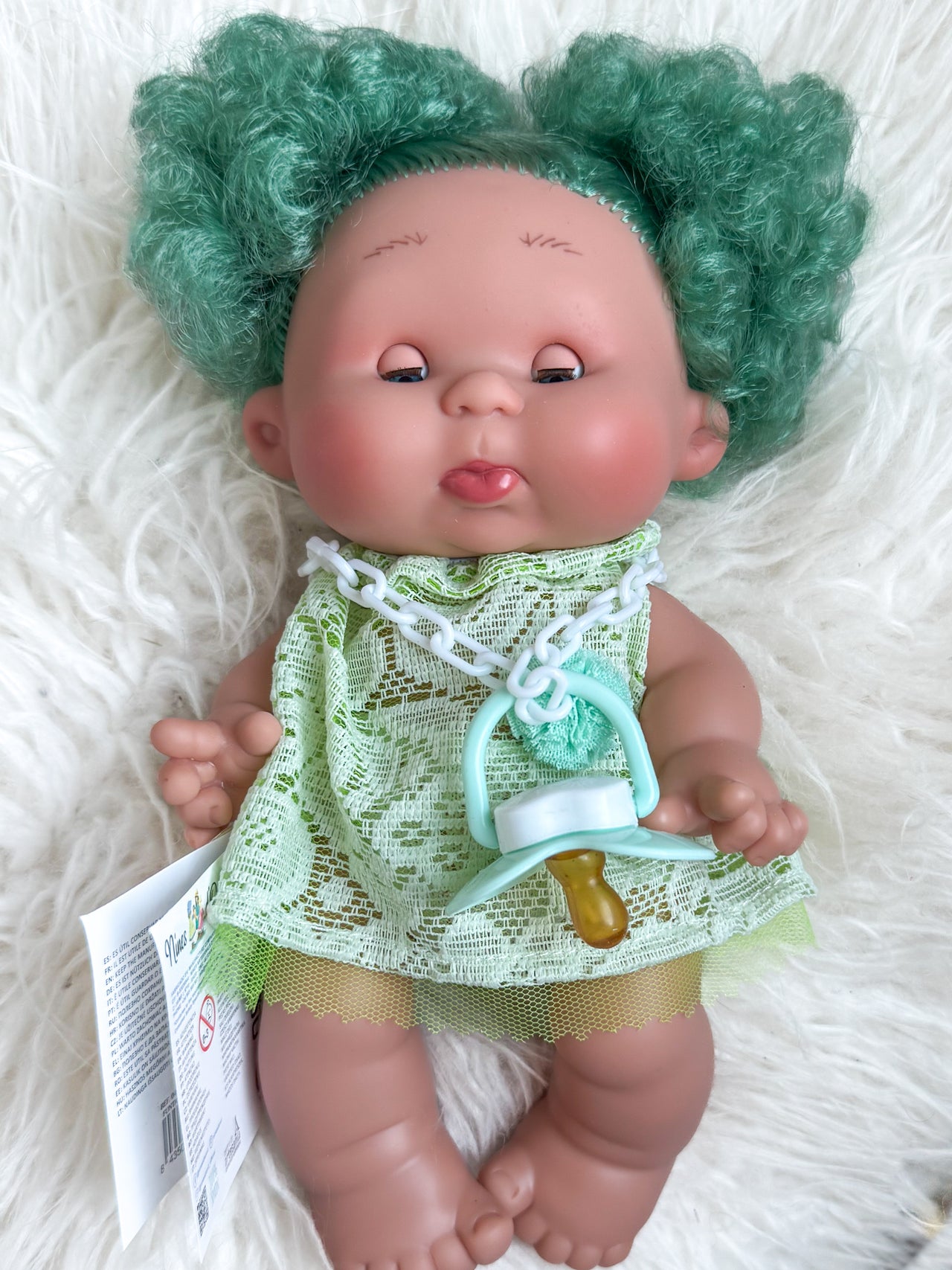 Yara - Authentic Pepotes Sleepy 10.2" Doll with Green Curly Hair